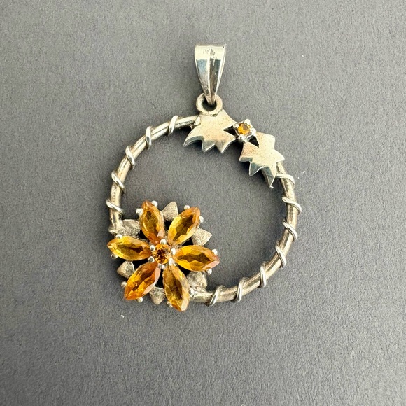 Citrine and Sterling Silver Artisan Pendant - Picture 3 of 6